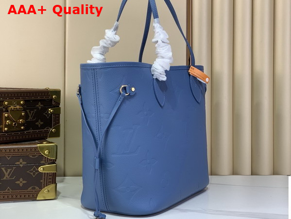 Louis Vuitton Neverfull MM Tote in Blue Jean Monogram Empreinte Leather M27358 Replica