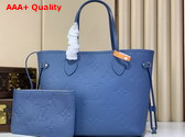 Louis Vuitton Neverfull MM Tote in Blue Jean Monogram Empreinte Leather M27358 Replica