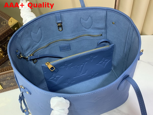 Louis Vuitton Neverfull MM Tote in Blue Jean Monogram Empreinte Leather M27358 Replica
