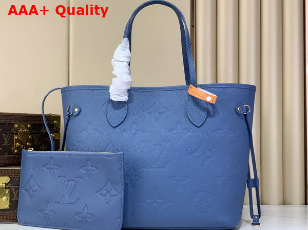 Louis Vuitton Neverfull MM Tote in Blue Jean Monogram Empreinte Leather M27358 Replica