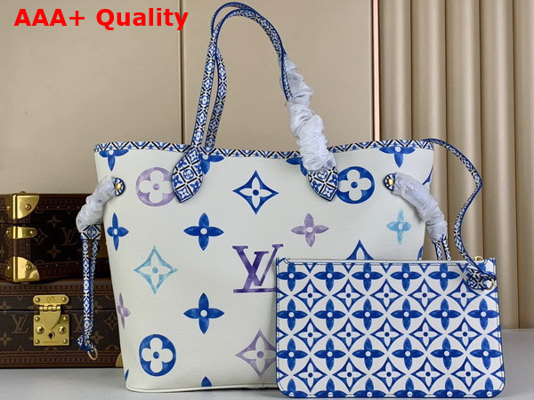 Louis Vuitton Neverfull MM Tote in Blue Monogram Coated Canvas M22979 Replica