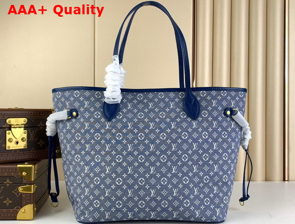 Louis Vuitton Neverfull MM Tote in Blue Monogram Jacquard Denim Replica