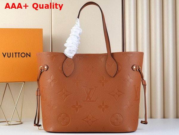 Louis Vuitton Neverfull MM Tote in Brown Embossed Monogram Empreinte Leather Replica