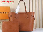 Louis Vuitton Neverfull MM Tote in Brown Embossed Monogram Empreinte Leather Replica