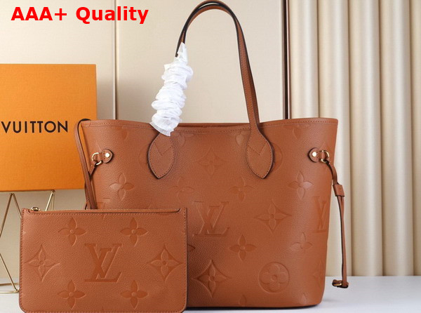 Louis Vuitton Neverfull MM Tote in Brown Embossed Monogram Empreinte Leather Replica