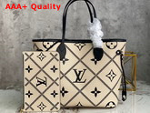 Louis Vuitton Neverfull MM Tote in Creme Monogram Empreinte Leather with Heritage Malletage Pattern M46039 Replica