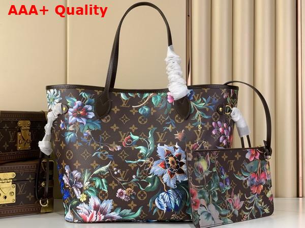 Louis Vuitton Neverfull MM Tote in Monogram Canvas Defined by its Vibrant Floral Pattern M28918 Replica