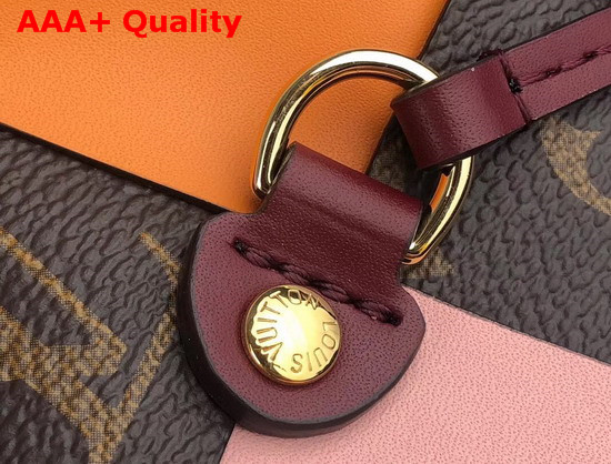 Louis Vuitton Neverfull MM Tote in Monogram Canvas Interwoven with Stripes of Smooth Colored Leather Replica