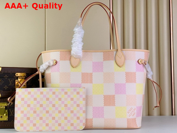 Louis Vuitton Neverfull MM Tote in Peach Damier Giant Coated Canvas N40668 Replica