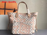 Louis Vuitton Neverfull MM in Damier Azur Canvas Overlaid with a Splashy Monogram Print N41050 Replica