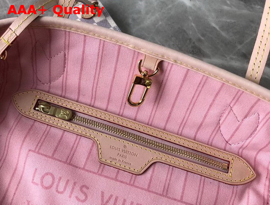 Louis Vuitton Neverfull PM Damier Azur Canvas with Pink Interior Replica