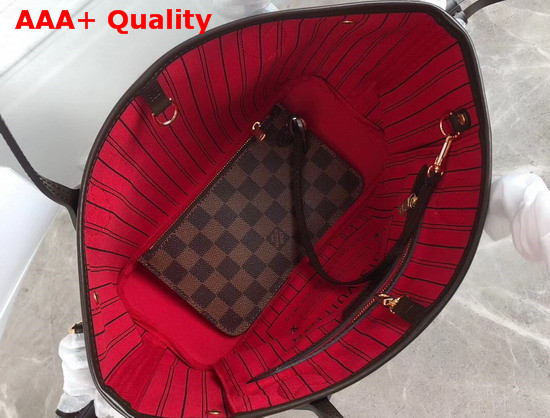 Louis Vuitton Neverfull PM Damier Ebene Canvas with Cherry Interior Replica