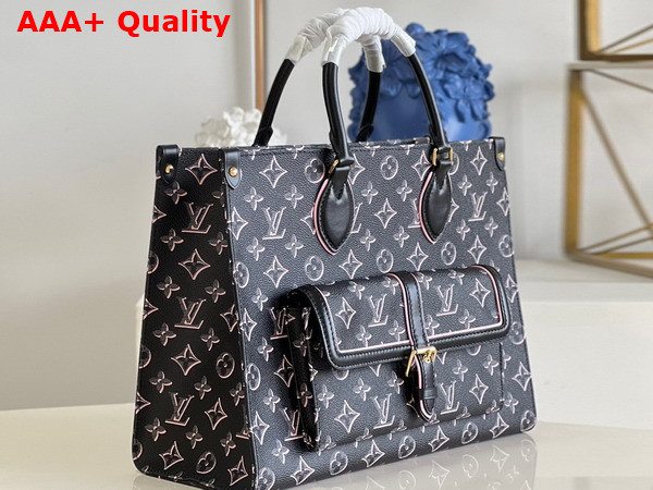 Louis Vuitton New Onthego MM Tote in Black Printed Monogram Canvas Replica