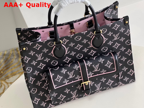 Louis Vuitton New Onthego MM Tote in Black Printed Monogram Canvas Replica