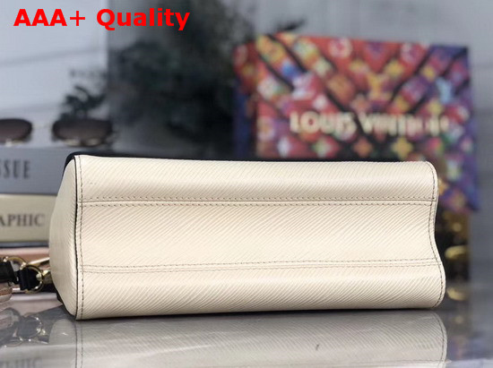 Louis Vuitton New Twist MM Handbag in Beige Epi Leather with Wide Embroidered Shoulder Strap Replica