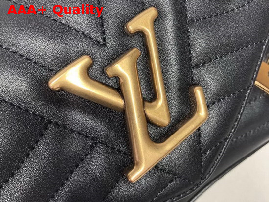 Louis Vuitton New Wave Chain Bag MM Black Smooth Calf Leather with LV Love Lock and Key and Monogram Flower Replica