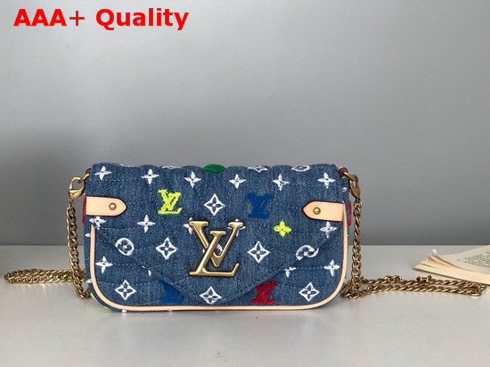 Louis Vuitton New Wave Chain Pochette Blue Embroidered Monogram Denim M67531 Replica