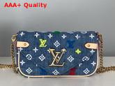 Louis Vuitton New Wave Chain Pochette Blue Embroidered Monogram Denim M67531 Replica