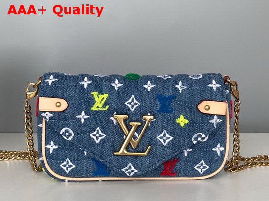 Louis Vuitton New Wave Chain Pochette Blue Embroidered Monogram Denim M67531 Replica