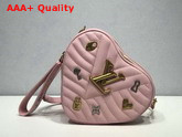 Louis Vuitton New Wave Heart Bag with LV Initials and LV Love Lock Story Symbols Rose Pomettes Pink M53205 Replica