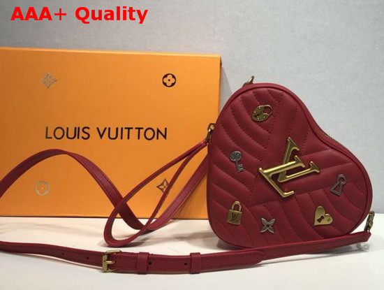 Louis Vuitton New Wave Heart Bag with LV Initials and LV Love Lock Story Symbols Scarlet Red M52794 Replica