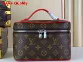Louis Vuitton Nice Mini Toiletry Bag in Monogram Macassar Coated Canvas with Red Cowhide Leather Trim M46766 Replica