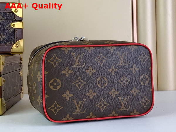 Louis Vuitton Nice Mini Toiletry Bag in Monogram Macassar Coated Canvas with Red Cowhide Leather Trim M46766 Replica