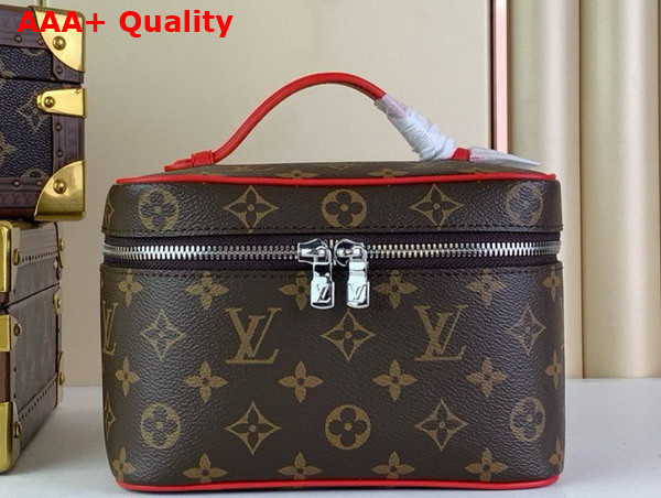 Louis Vuitton Nice Mini Toiletry Bag in Monogram Macassar Coated Canvas with Red Cowhide Leather Trim M46766 Replica