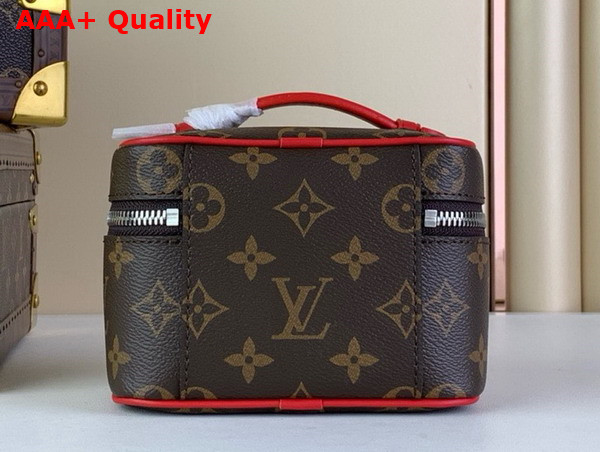 Louis Vuitton Nice Nano Toiletry Pouch in Monogram Coated Canvas with Red Cowhide Leather Trim Replica
