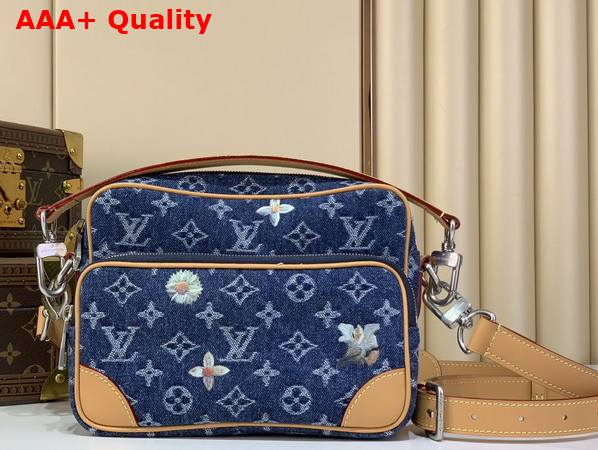 Louis Vuitton Nil Cross Body Bag in Blue Monogram Flowers Denim M27553 Replica