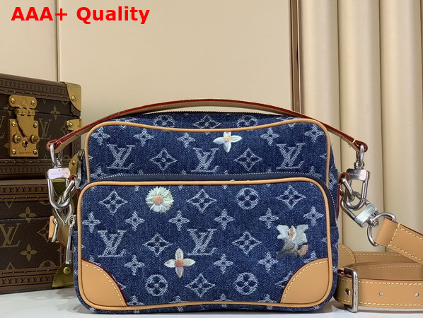 Louis Vuitton Nil Cross Body Bag in Blue Monogram Flowers Denim M27553 Replica