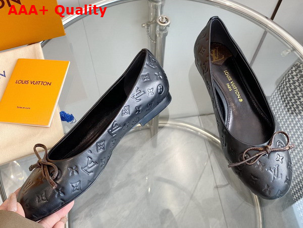 Louis Vuitton Nina Flat Ballerina in Black Monogram Embossed Calf Leather 1ABHB4 Replica