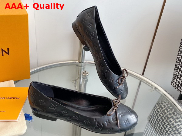 Louis Vuitton Nina Flat Ballerina in Black Monogram Embossed Calf Leather 1ABHB4 Replica