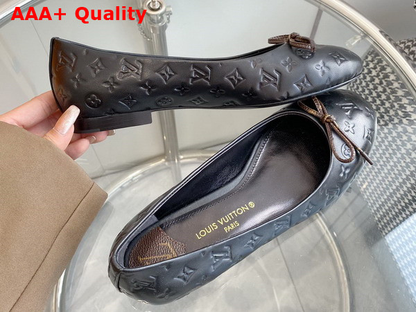 Louis Vuitton Nina Flat Ballerina in Black Monogram Embossed Calf Leather 1ABHB4 Replica