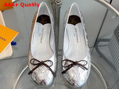 Louis Vuitton Nina Flat Ballerina in Silver Monogram Embossed Calf Leather Replica