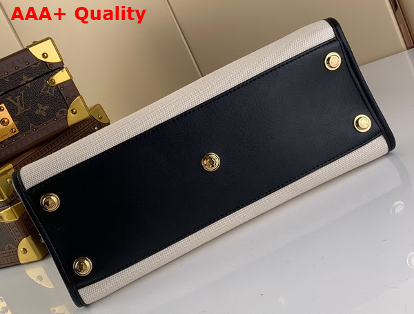 Louis Vuitton On My Side MM Tote Bag Black Canvas and Smooth Cowhide Leather M59842 Replica