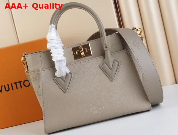 Louis Vuitton On My Side MM Tote Bag Galet Beige Calf Leather and Perforated Calf Leather Replica