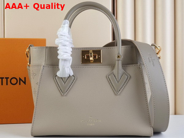 Louis Vuitton On My Side MM Tote Bag Galet Beige Calf Leather and Perforated Calf Leather Replica