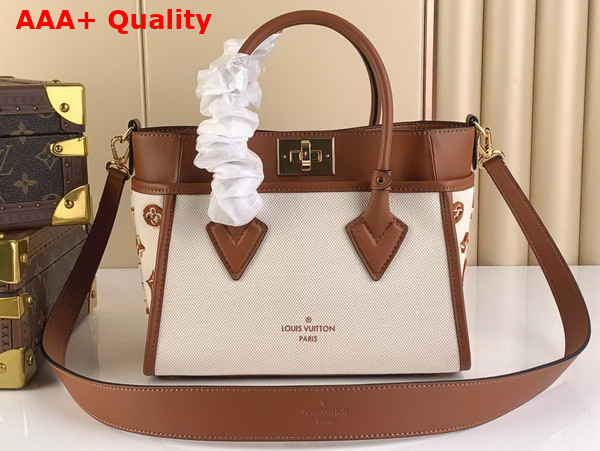 Louis Vuitton On My Side PM Caramel Brown Canvas and Smooth Cowhide Leather M59905 Replica