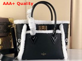 Louis Vuitton On My Side PM Handbag Black Grained Calf Leather and Shearling Replica