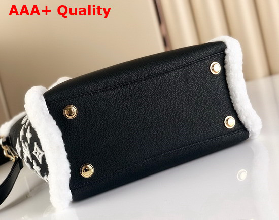 Louis Vuitton On My Side PM Handbag Black Grained Calf Leather and Shearling Replica