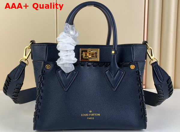 Louis Vuitton On My Side PM Handbag in Navy Blue Calf Leather and Perforated Calf Leather Replica