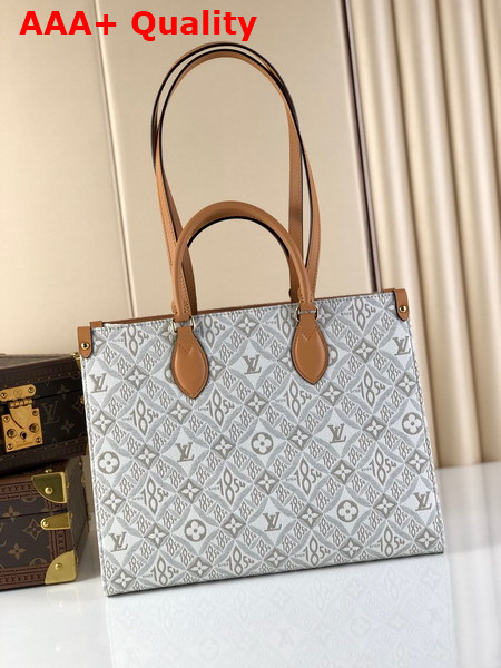 Louis Vuitton OnTheGo MM Tote Bag Ecru Caramel Since 1854 Jacquard Textile M59614 Replica