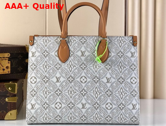 Louis Vuitton OnTheGo MM Tote Bag Ecru Caramel Since 1854 Jacquard Textile M59614 Replica