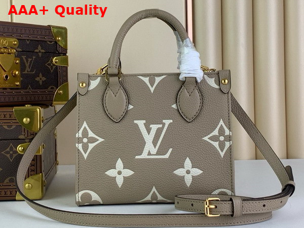 Louis Vuitton Onthego BB Dove Gray Cream Bicolor Monogram Empreinte Leather M47054 Replica