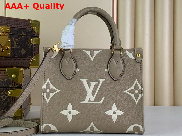 Louis Vuitton Onthego BB Dove Gray Cream Bicolor Monogram Empreinte Leather M47054 Replica