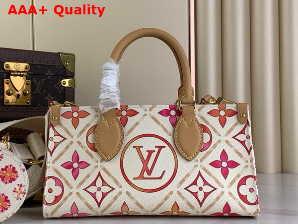 Louis Vuitton Onthego East West Handbag in Coral Monogram Tiles Coated Canvas M25318 Replica