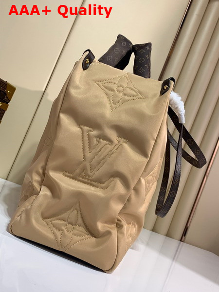 Louis Vuitton Onthego GM Tote Bag Beige Econyl Regenerated Nylon M59007 Replica