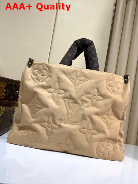 Louis Vuitton Onthego GM Tote Bag Beige Econyl Regenerated Nylon M59007 Replica