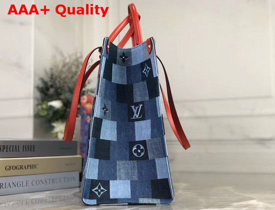 Louis Vuitton Onthego GM Tote Bag Monogram Denim Canvas with a Pattern of Patchwork Squares M44992 Replica